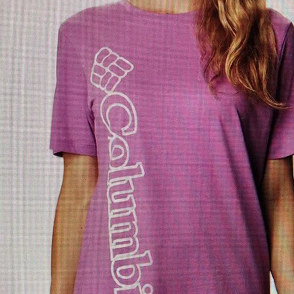 Columbia Tops - Columbia Plus Graphic-Print T-Shirt in Blossom Pink Heather 1X New With Tags